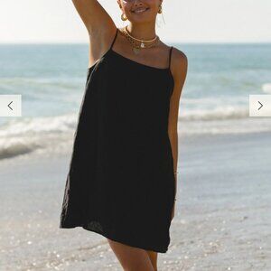 Solai Sicily Linen Mini Dress in Black
